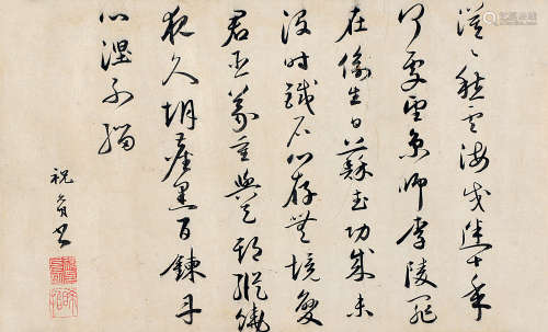 祝允明（1461～1527） 草书题画跋 镜心 水墨纸本