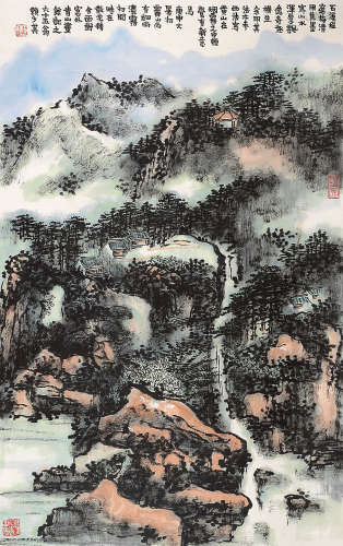 赖少其（1915～2000） 1980年作 黄山烟雾 立轴 设色纸本