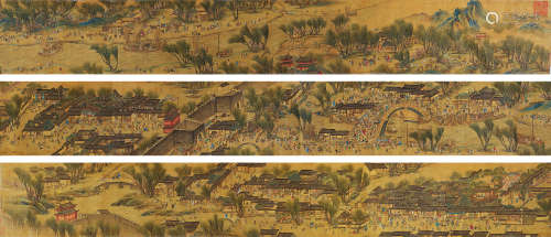 仇英（约1498～约1552） 仿清明上河图 手卷 设色绢本