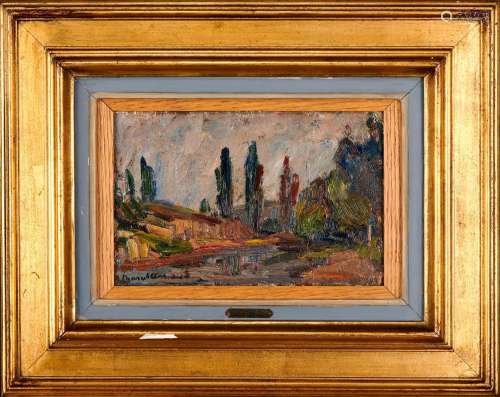 Marcel ARNAUD 1877-1956
PAYSAGE AUX CYPRÈS
Huile sur carton ...