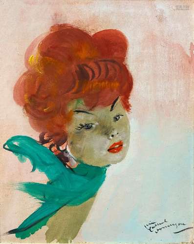 Jean Gabriel DOMERGUE 1889-1962
PORTRAIT DE JEUNE FEMME ROUS...