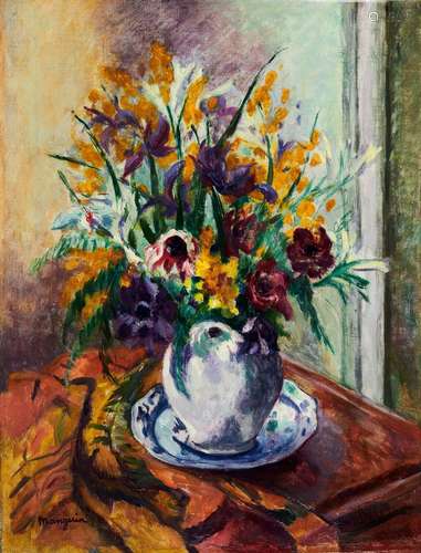 Henri MANGUIN 1874-1949
ANÉMONES, IRIS, MIMOSA, circa 1936
H...