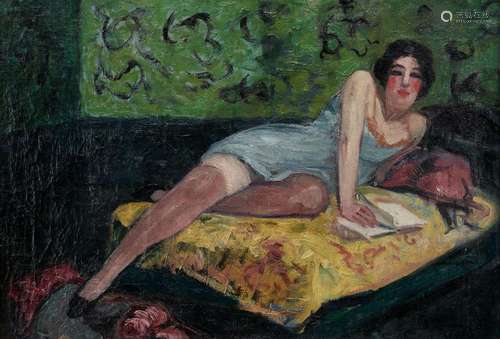 Charles CAMOIN 1879-1965
FEMME BRUNE ALLONGÉE SUR UN SOFA, 1...