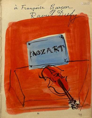 Raoul DUFY 1877-1953
MOZART, 1949
Aquarelle signée et datée ...