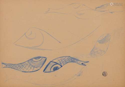 Léopold SURVAGE 1879-1968
POISSONS
Dessin signé du cachet d&...