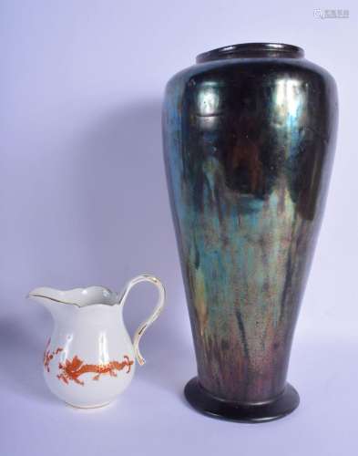 A MEISSEN PORCELAIN JUG together with Tiffany style vase. La...
