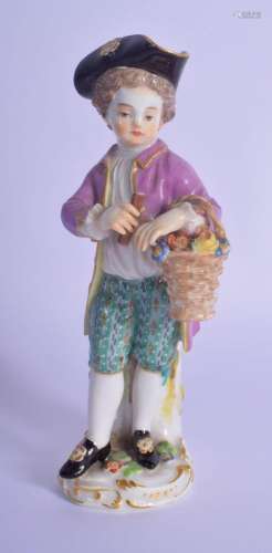 AN ANTIQUE MEISSEN PORCELAIN FIGURE OF A STANDING MALE model...