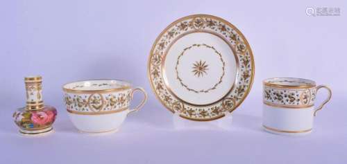 A LATE 18TH/19TH CENTURY ENGLISH PORCELAIN TRIO together wit...