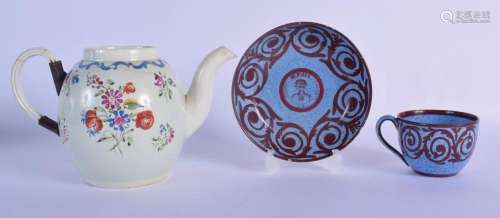 A LATE 18TH CENTURY ENGLISH PEARLWARE TEAPOT together with a...