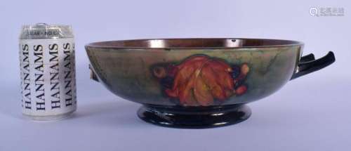 A LARGE ANTIQUE WILLIAM MOORCROFT TWIN HANDLED BOWL painted ...