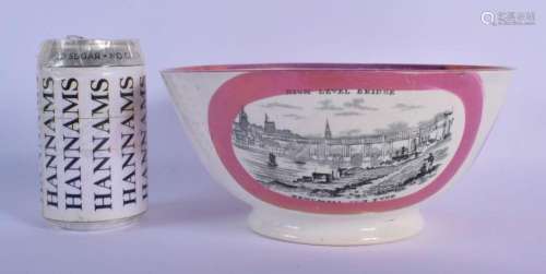 A MID 19TH CENTURY SUNDERLAND LUSTRE BOWL decorated with riv...