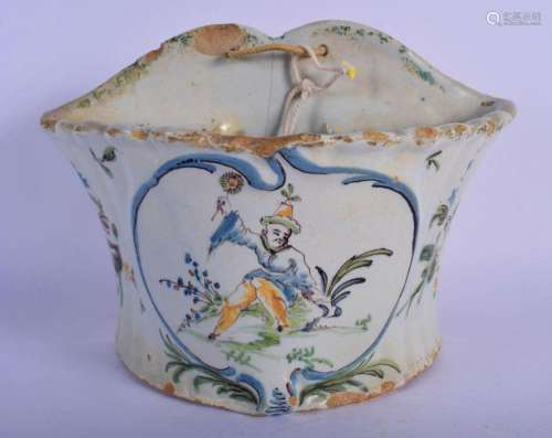 A RARE 18TH CENTURY FRENCH FAIENCE GLAZED BOUGH POT possibly...