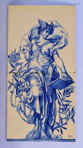 A GOOD ARTS AND CRAFTS POTTERY TILE painted with a version o...