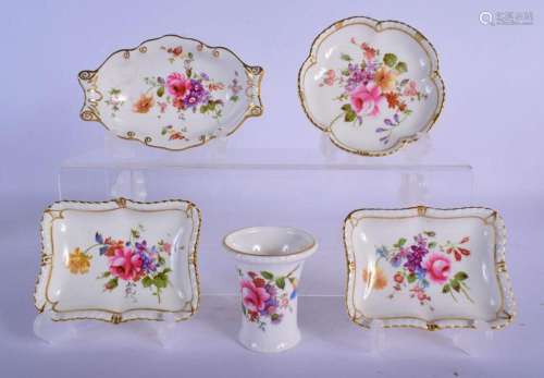 ROYAL CROWN DERBY POSY PATTERN VASE, TWO RECTANGULAR DISHES,...