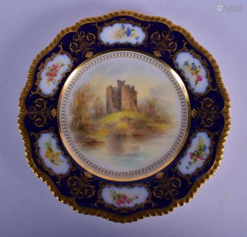 ROYAL WORCESTER PLATE PAINTED WITH INVERGARRY CASTLE BY J. S...