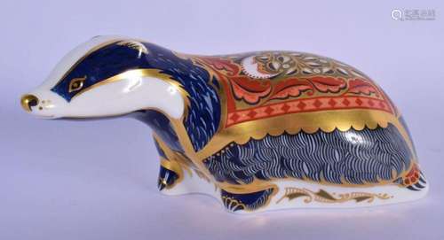 ROYAL CROWN DERBY PAPERWEIGHT MOONLIGHT BADGER. 16.5cm long