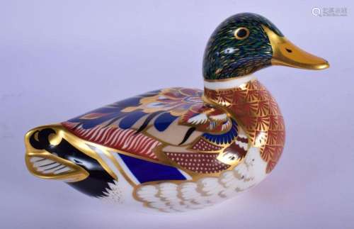 ROYAL CROWN DERBY PAPERWEIGHT DUCK. 12cm long
