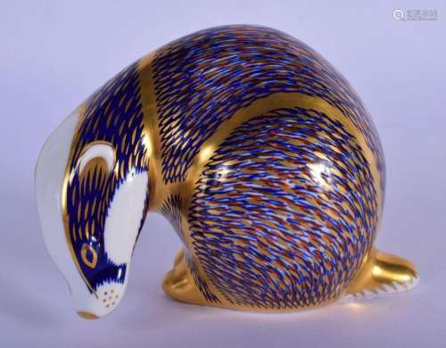 ROYAL CROWN DERBY PAPERWEIGHT BADGER. 8cm high