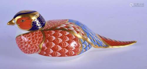 ROYAL CROWN DERBY PAPERWEIGHT PHEASANT. 18.5cm long