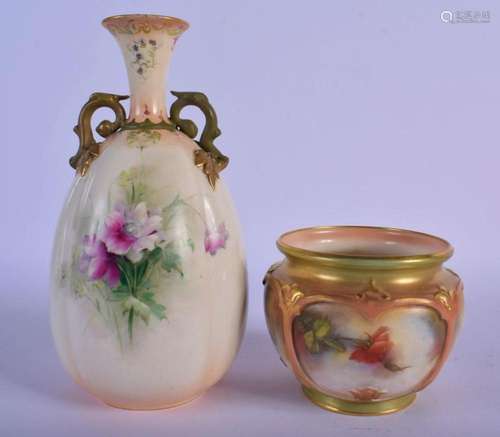 HADLEY WORCESTER MOULDED JARDINIÈRE PAINTED WITH HADLEY RO...