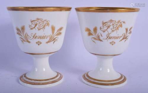 19TH C. ENGLISH PAIR OF CHALICES WITH GILDED DECORATION ONE ...