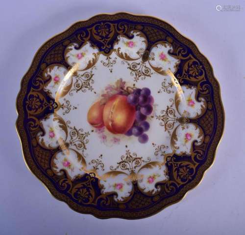 ROYAL WORCESTER PLATE PAINTED WITH FRUIT BY RICKETTS, SIGNED...