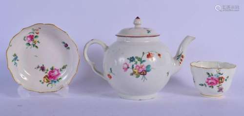 18TH C. CHELSEA DERBY TEABOWL AND SAUCER PAINTED WITH FLOWER...