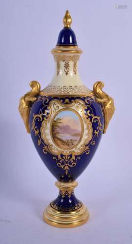 LATE 19TH / EARLY 20TH COALPORT FINE VASE AND COVER, THE BLU...