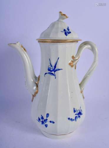 18TH C. WORCESTER COFFEE POT AND COVER OF WARMSTRY FLUTED SH...