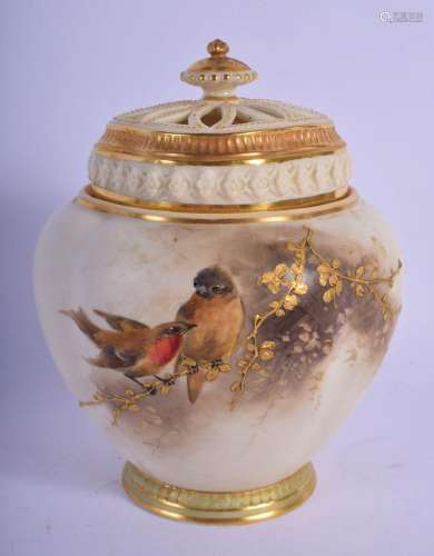 ROYAL WORCESTER POT POURRI VASE AND COVER VASE PAINTED WITH ...