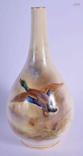 ROYAL WORCESTER STEM VASE PAINTED WITH A MALLARD DUCK BY JAS...