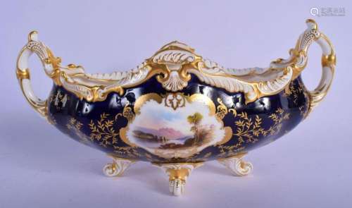 LATE 19TH/EARLY 20TH C. COALPORT TWO HANDLED BOAT SHAPE VASE...