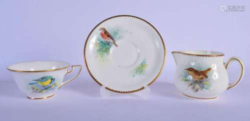 ROYAL WORCESTER CUP AND SAUCER PAINTED WITH A GREAT TIT AND ...