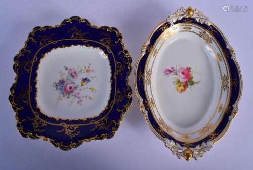 ROYAL CROWN DERBY DISH OF SQUARE SHAPE WITH MOULDED RIM PAIN...