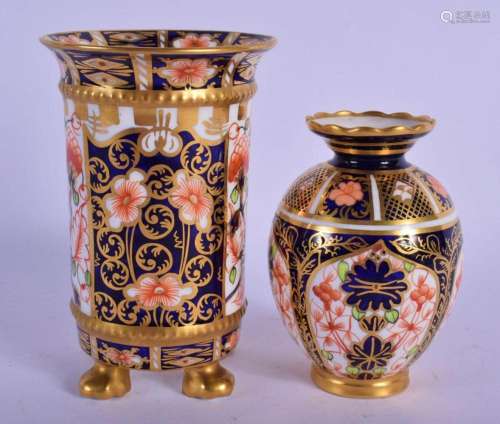ROYAL CROWN DERBY IMARI PATTERN 6299 FOUR FOOTED SPILL VASE ...