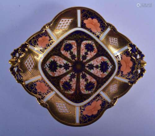 ROYAL CROWN DERBY IMARI PATTERN 1128 OVAL PIECED HANDLED DIS...