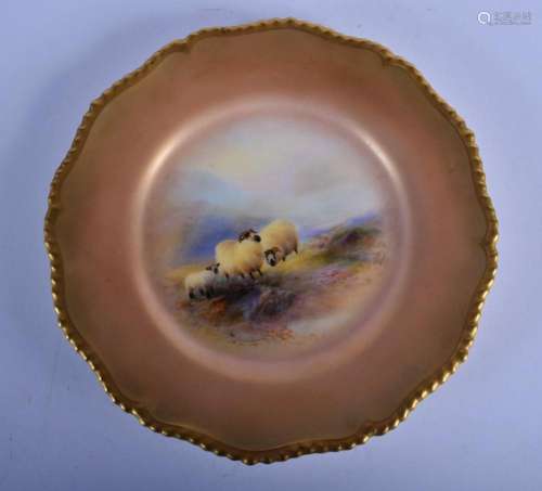 ROYAL WORCESTER LARGE GADROON BORDERED PLATE PAINTED WITH SH...