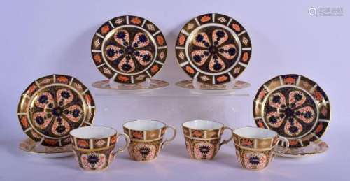 20TH C. ROYAL CROWN DERBY SET OF FOUR COFFEE CUPS, SAUCERS A...