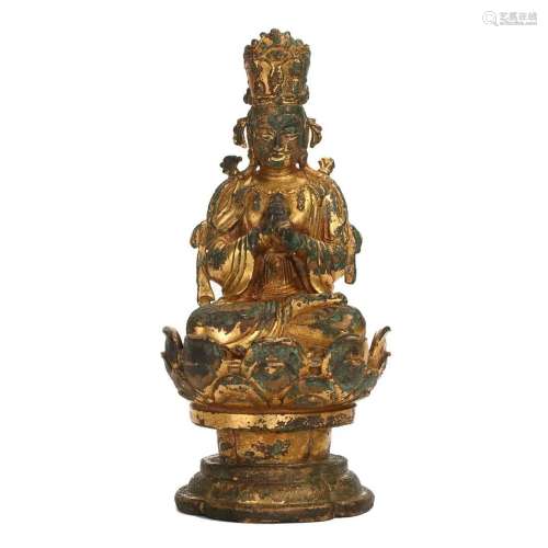 A GILT-BRONZE FIGURE OF BUDDHA