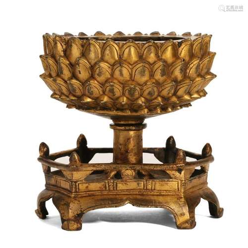 A GILT-BRONZE 'LOTUS' BASE