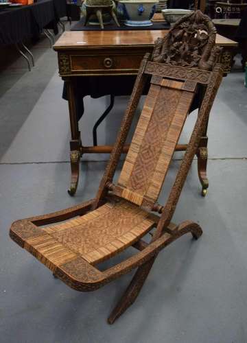 AN UNUSUAL 19TH CENTURY ANGLO INDIAN ASIAN HARDWOOD FOLDING ...