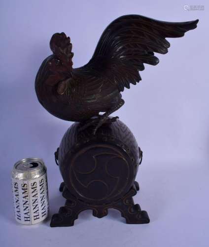 A RARE LARGE 19TH CENTURY JAPANESE MEIJI PERIOD BRONZE ROOST...