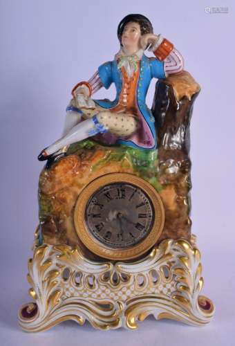 A 19TH CENTURY FRENCH PARIS PORCELAIN CLOCK modelled with a ...