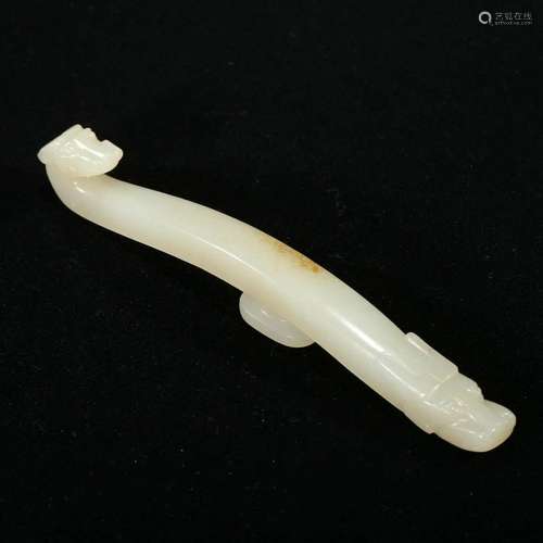 A WHITE JADE BELT HOOK