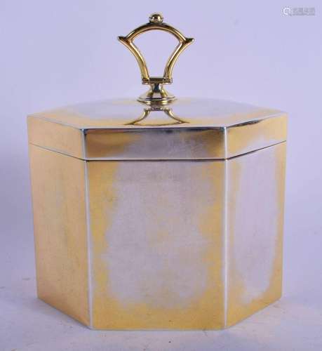 A STERLING SILVER TEA CADDY. 162 grams. 10 cm x 8 cm.