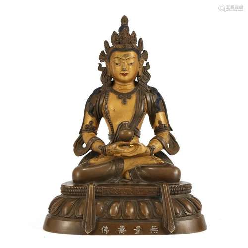 A BRONZE FIGURE OF SEATED BUDDHA