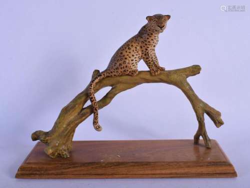 AN EARLY 20TH CENTURY AUSTRIAN COLD PAINTED BRONZE LEOPARD m...