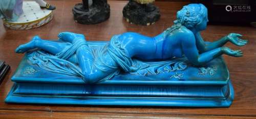 A FINE AND RARE LARGE EXHIBITION 19TH CENTURY TURQUOISE GLAZ...