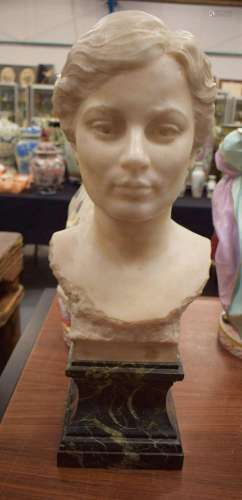 A LARGE ANTIQUE EUROPEAN MARBLE BUST OF A FEMALE. 64 cm high...