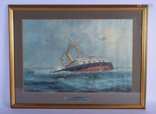 English School (19th Century) Gouache, The Loss of HMS Victo...